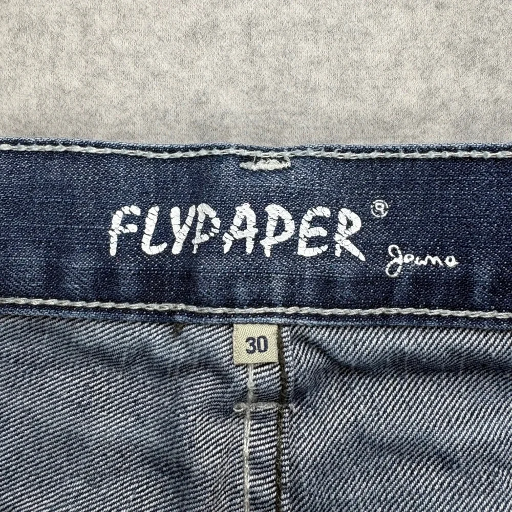 Flypaper Denim Shorts Mens 30 Blue‎ Embroidered Pockets Y2K Skater Grunge Jorts